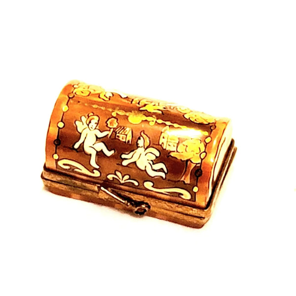 Antique Brown Chest Trinket Box Porcelain Limoges furniture French Trinket Box