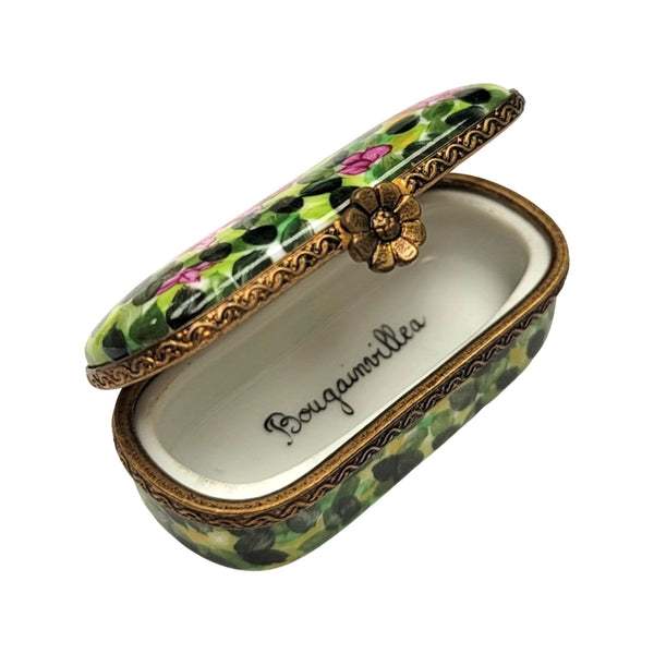 Antique Oval Pin Leaves Box Porcelain Limoges Traditional Home French Trinket Box