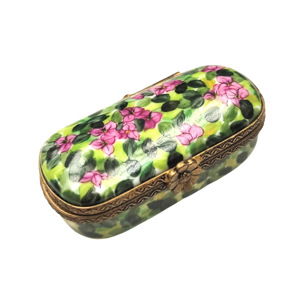 Antique Oval Pin Leaves Box Porcelain Limoges Traditional Home French Trinket Box