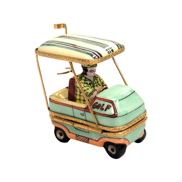 Aqua Man Golf Cart Figurine Porcelain Limoges sports golf limoges box French Trinket Box