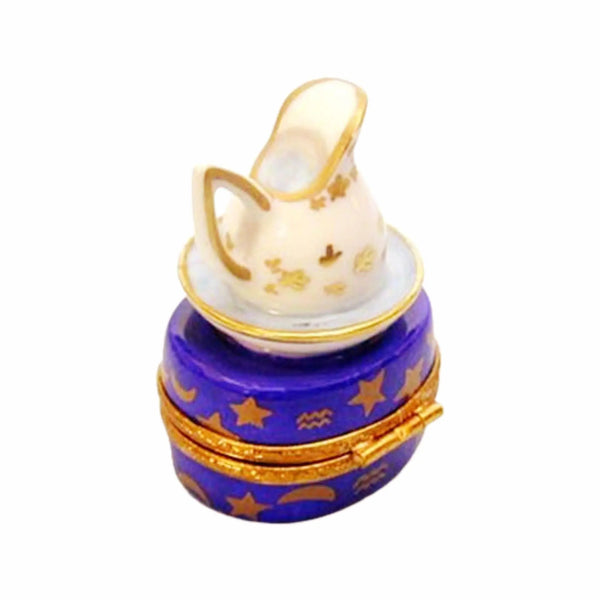 Aquarius Zodiac Porcelain Limoges Zodiac birthday fairy French Trinket Box
