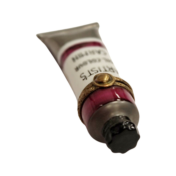 Artisan Red Paint Tube Box Porcelain Limoges Fine Art French Trinket Box