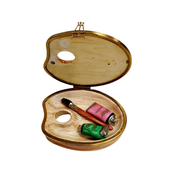 Artist Paint Palette Figurine Porcelain Limoges Fine arts French Trinket Box