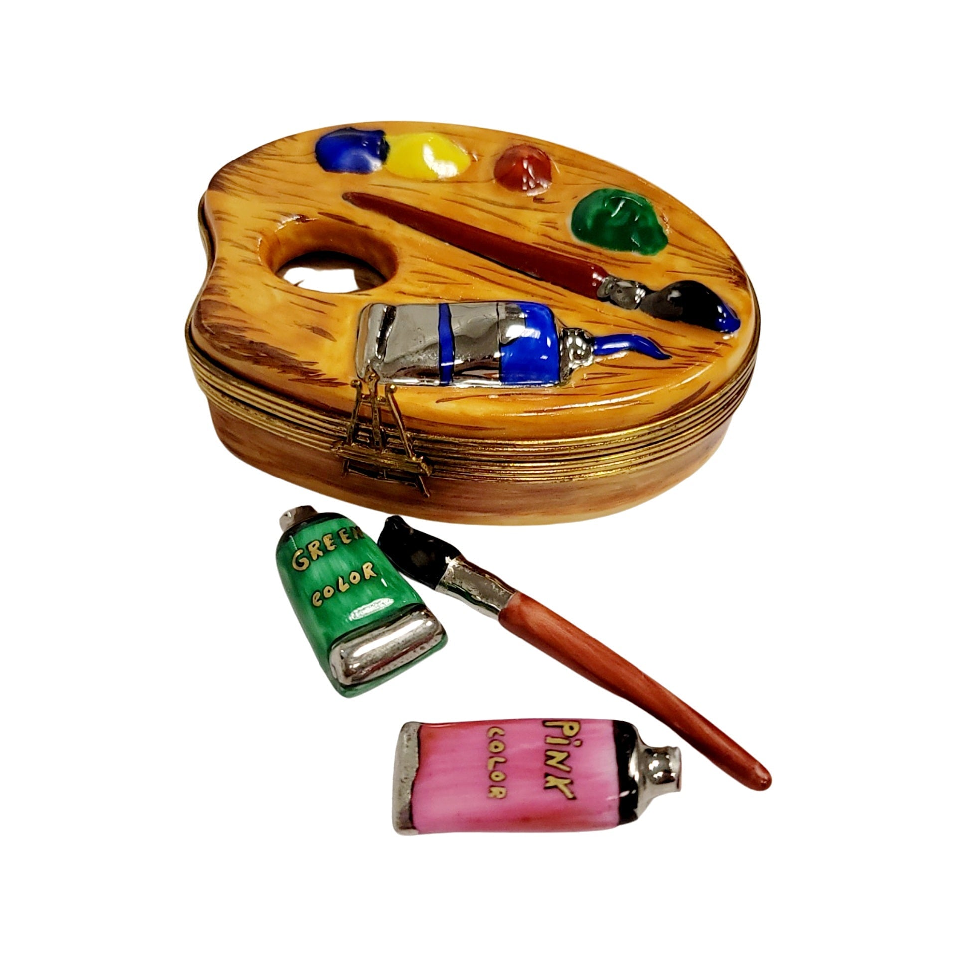 Artist Paint Palette Figurine Porcelain Limoges Fine arts French Trinket Box