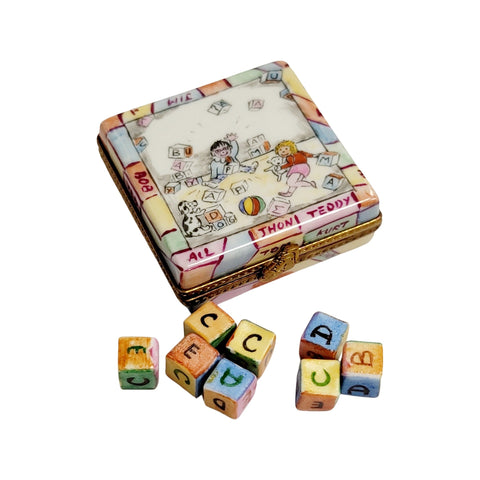 Baby Blocks Limoges Box Figurine Porcelain Limoges baby French Trinket Box