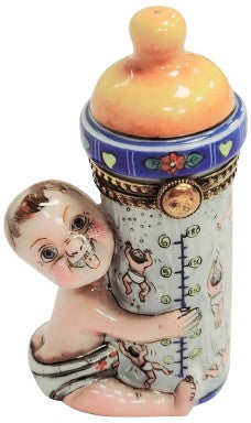 Baby Bottle Cherub Limoges Box Porcelain Limoges Limoges Boxes baby figurine maternity French Trinket Box