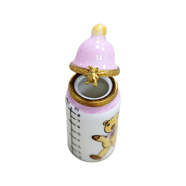 Pink Baby Bottle Limoges Box Porcelain Limoges baby French Trinket Box