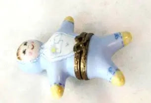 Baby Boy figurine - VERY Porcelain Limoges Babies Figurine French Trinket Box