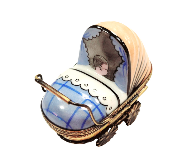 Baby Carriage Limoges Box Porcelain Limoges Babies Figurine French Trinket Box