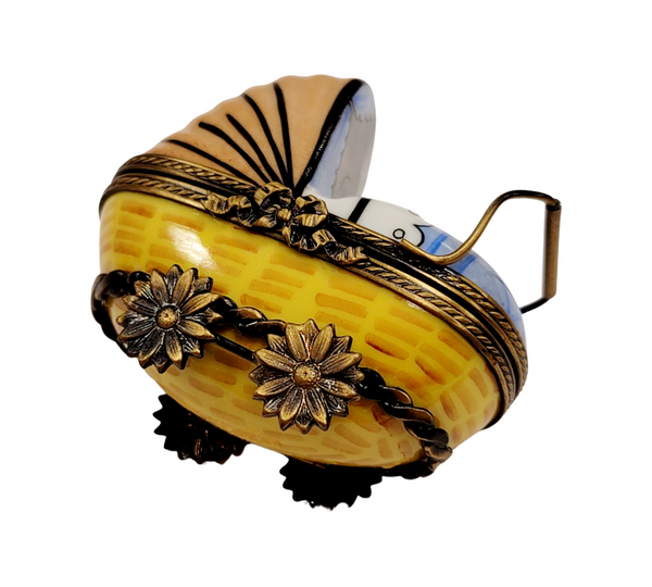 Baby Carriage Limoges Box Porcelain Limoges Babies Figurine French Trinket Box