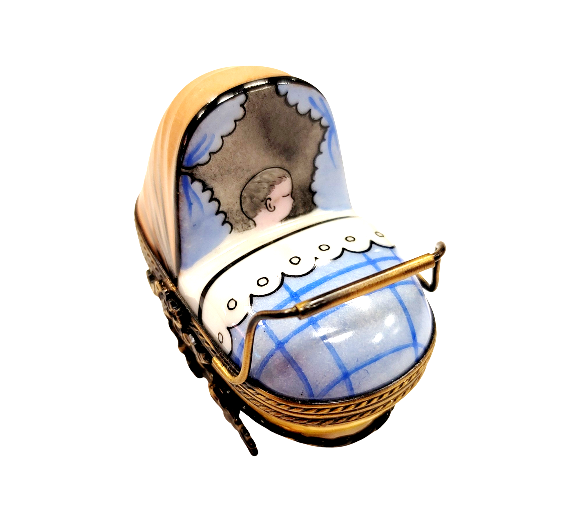 Baby Carriage Limoges Box Porcelain Limoges Babies Figurine French Trinket Box