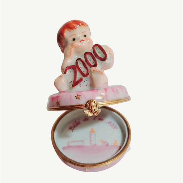 Baby Girl Celebration Box Porcelain Limoges baby maternity limoges boxes French Trinket Box
