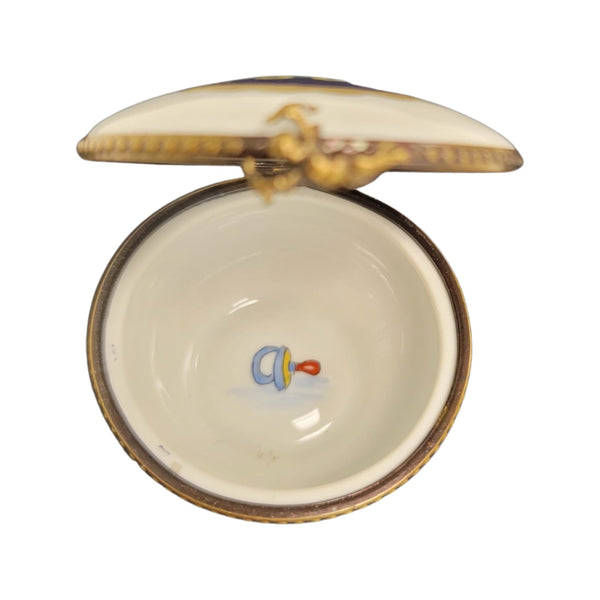 Baby Pram Limoges Pill Box Porcelain Limoges baby traditional French Trinket Box
