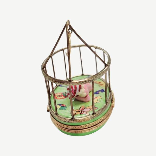 Baby Playpen Porcelain Figurine Porcelain Limoges Babies Figurine French Trinket Box