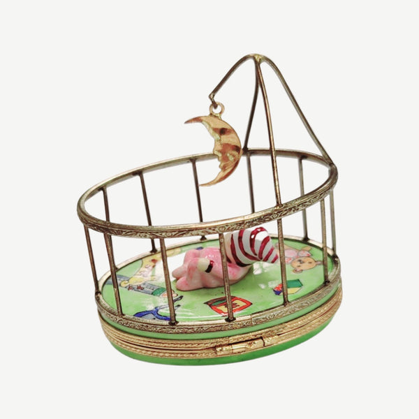 Baby Playpen Porcelain Figurine Porcelain Limoges Babies Figurine French Trinket Box