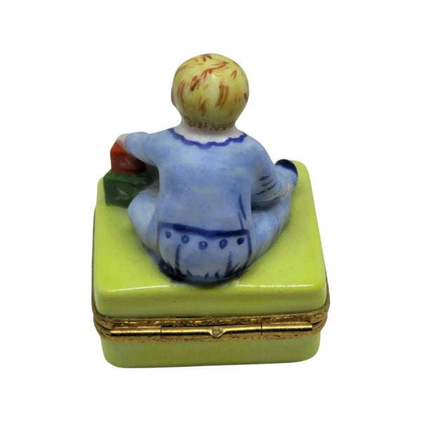 Baby w Blocks Porcelain Limoges Babies Figurine French Trinket Box