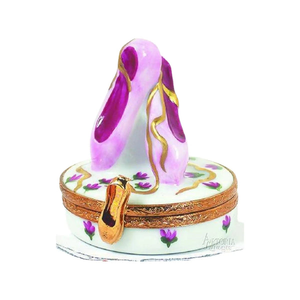 Ballerina Slippers Porcelain Limoges Dance French Trinket Box