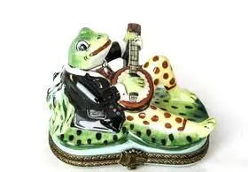 Banjo Frog Porcelain Limoges frog limoges boxes French Trinket Box
