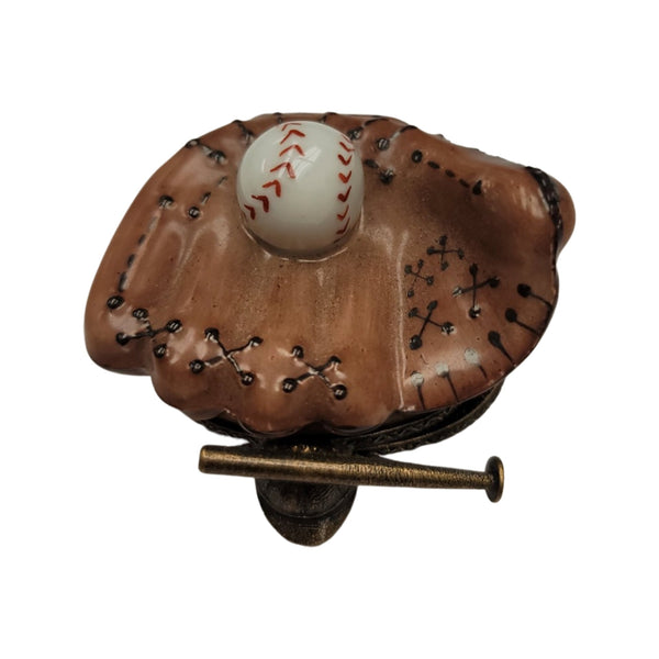 Baseball Glove and Ball Figurine Porcelain Limoges sports French Trinket Box