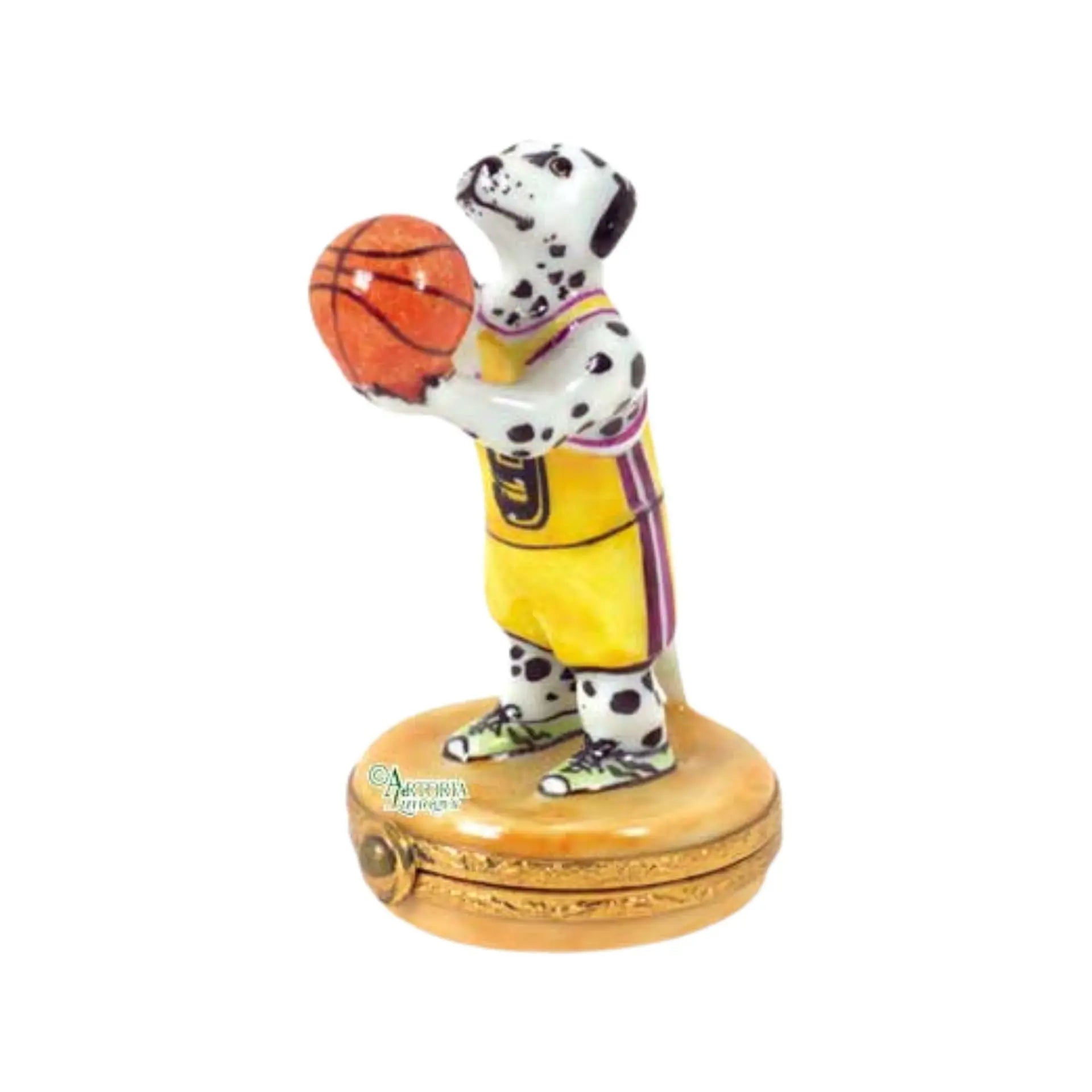 Basketball Dalmatian Dog Sports Porcelain Limoges Sports French Trinket Box
