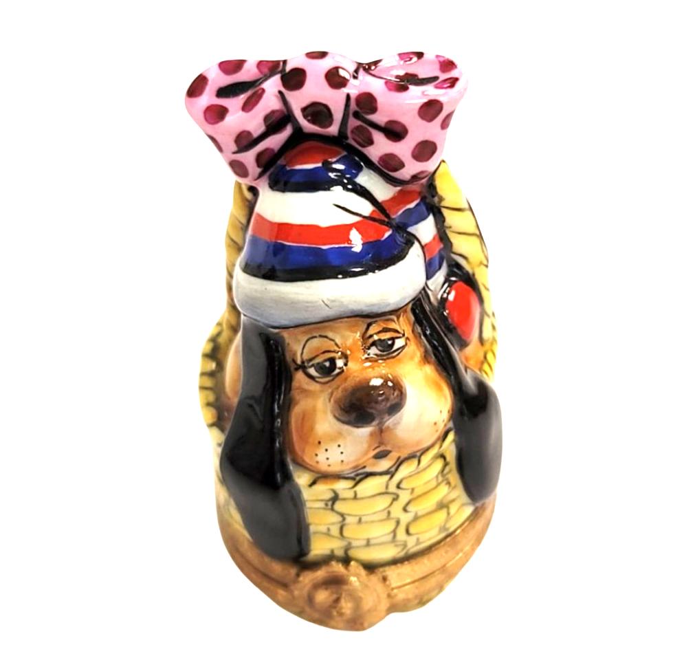 Bassett Hound Dog Porcelain Figurine Porcelain Limoges dog limoges box French Trinket Box