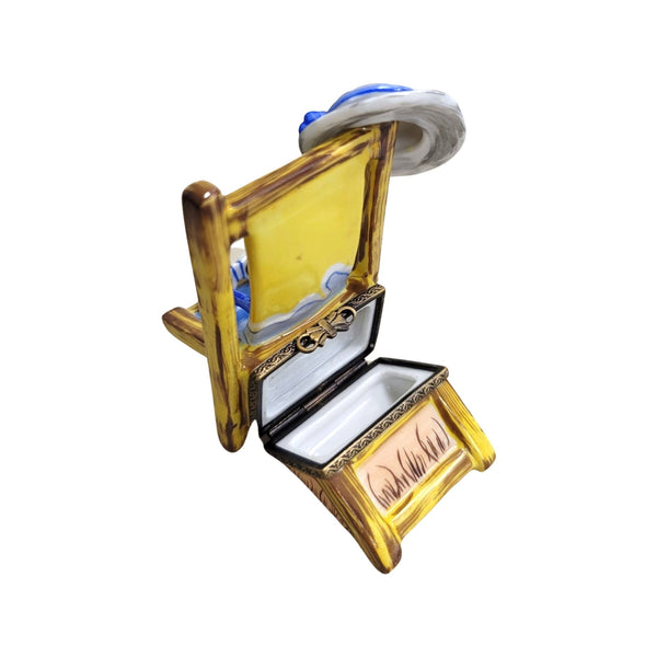 Beach Chair Fish Figurine Porcelain Limoges beach ocean French Trinket Box