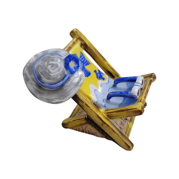 Beach Chair Fish Figurine Porcelain Limoges beach ocean French Trinket Box