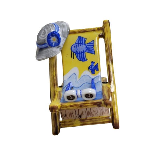 Beach Chair Fish Figurine Porcelain Limoges beach ocean French Trinket Box