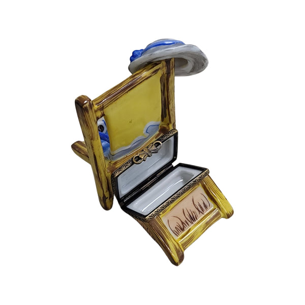 Beach Chair Fish Figurine Porcelain Limoges beach ocean French Trinket Box