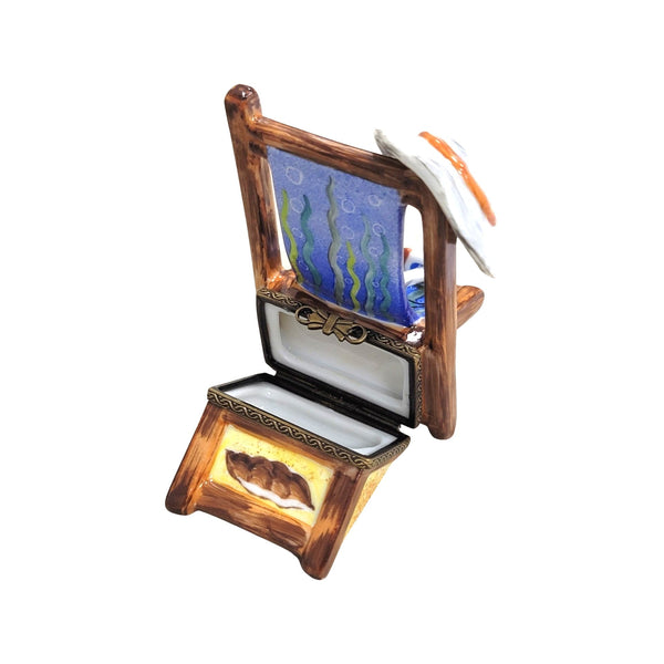 Beach Chair Seahorse Figurine Porcelain Limoges beach ocean French Trinket Box