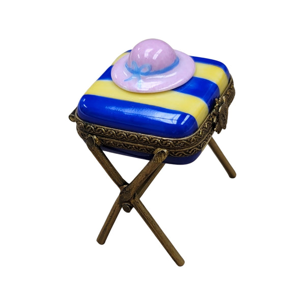 Beach Hat Seat Bench Figurine Porcelain Limoges beach ocean French Trinket Box