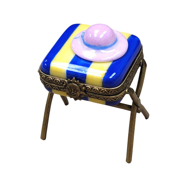 Beach Hat Seat Bench Figurine Porcelain Limoges beach ocean French Trinket Box