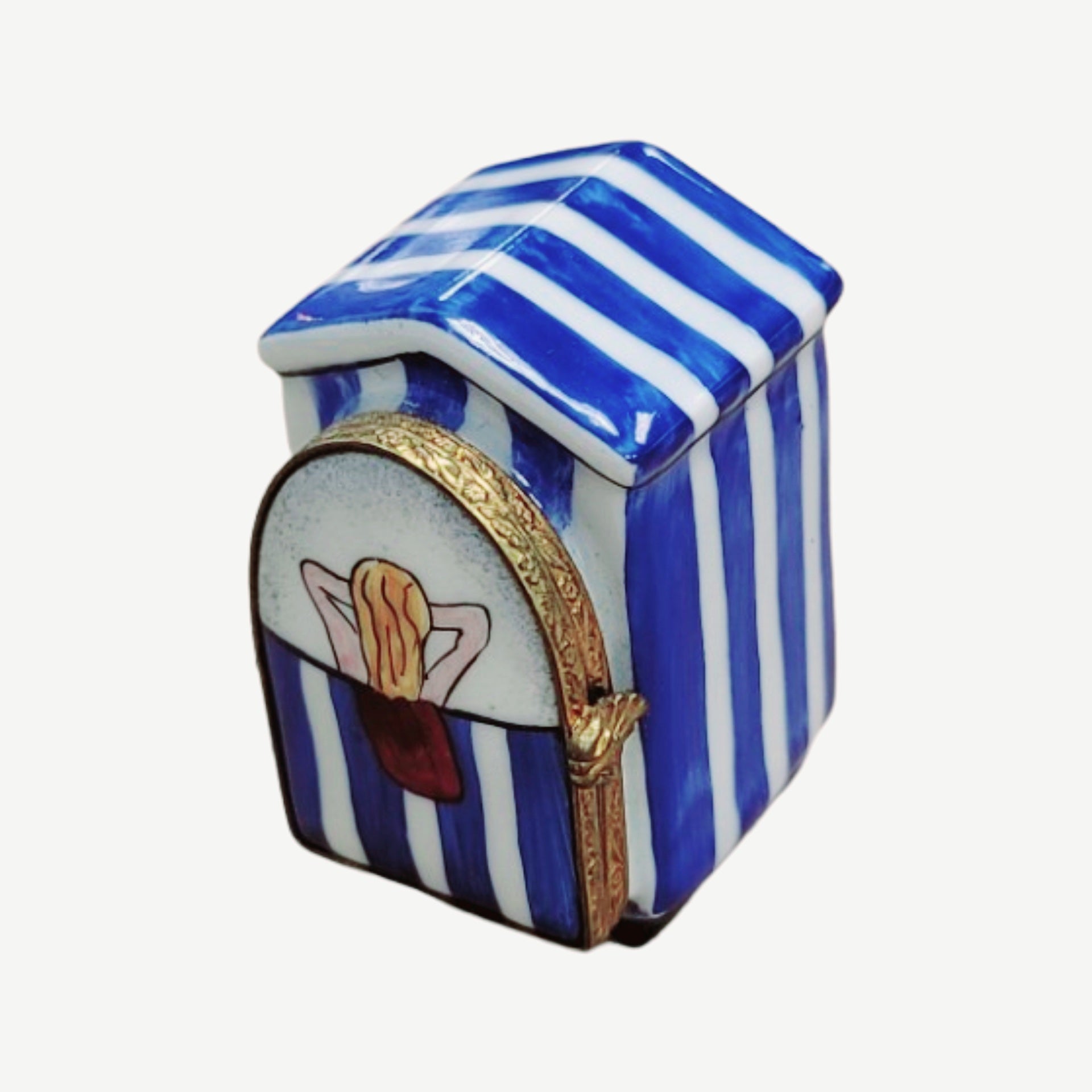 Beach Hut Cabana Figurine Porcelain Limoges beach ocean travel French Trinket Box