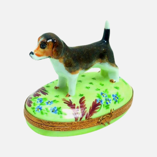 Beagle Dog Porcelain Limoges Dog French Trinket Box