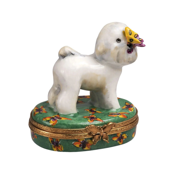 Bichon Frise Dog Porcelain Limoges Dog French Trinket Box