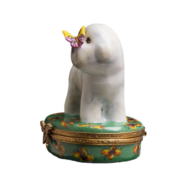 Bichon Frise Dog Porcelain Limoges Dog French Trinket Box