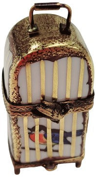 Bird in Cage Limoges Box Porcelain Limoges parakeets bird garden home French Trinket Box