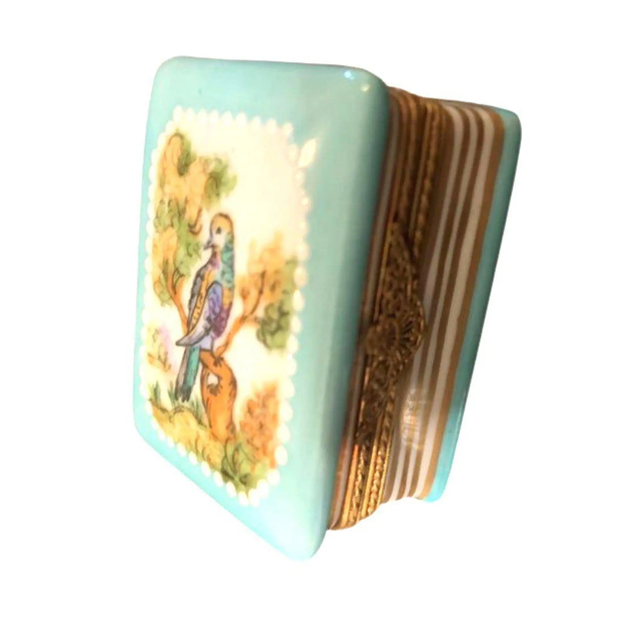 Bird on Blue Limoges Box Porcelain Limoges Bird Book Home Furniture Garden French Trinket Box