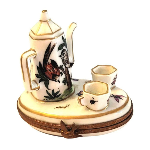 Birds White Limoges Tea Set Porcelain Limoges China French Trinket Box