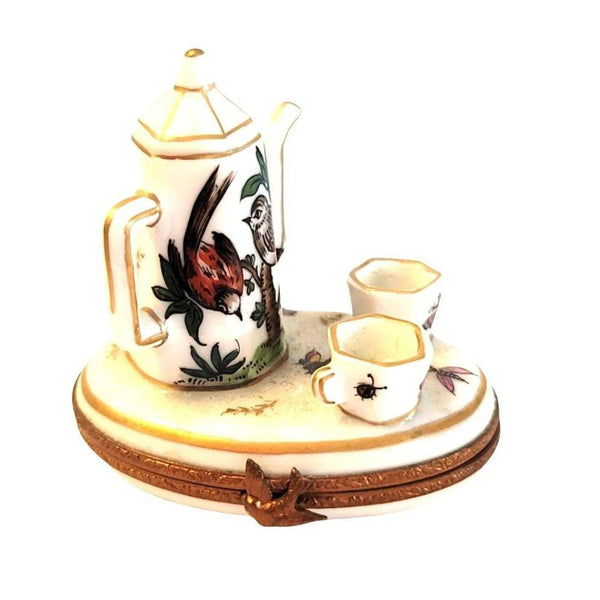 Birds White Limoges Tea Set Porcelain Limoges China French Trinket Box