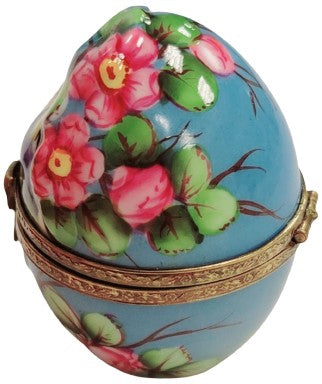 Birds and Blooms Egg Box Porcelain Limoges egg LIMOGES BOXES bird garden French Trinket Box