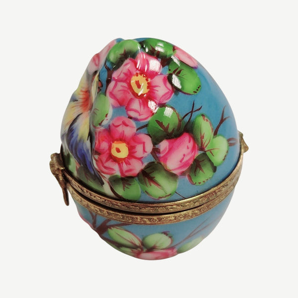 Birds and Blooms Egg Box Porcelain Limoges egg LIMOGES BOXES bird garden French Trinket Box
