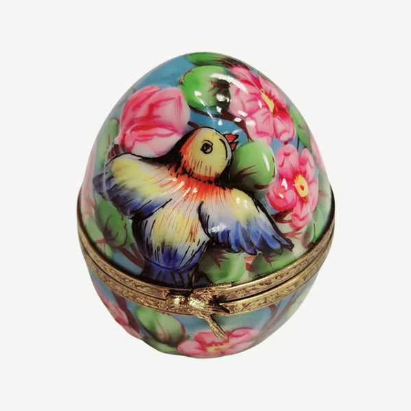 Birds and Blooms Egg Box Porcelain Limoges egg LIMOGES BOXES bird garden French Trinket Box