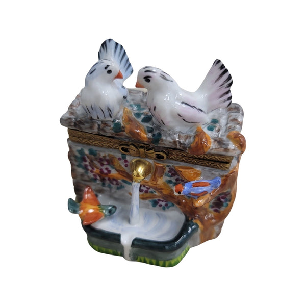 Birds on Elegant Fountain Porcelain Limoges Limoges Box birds garden French Trinket Box