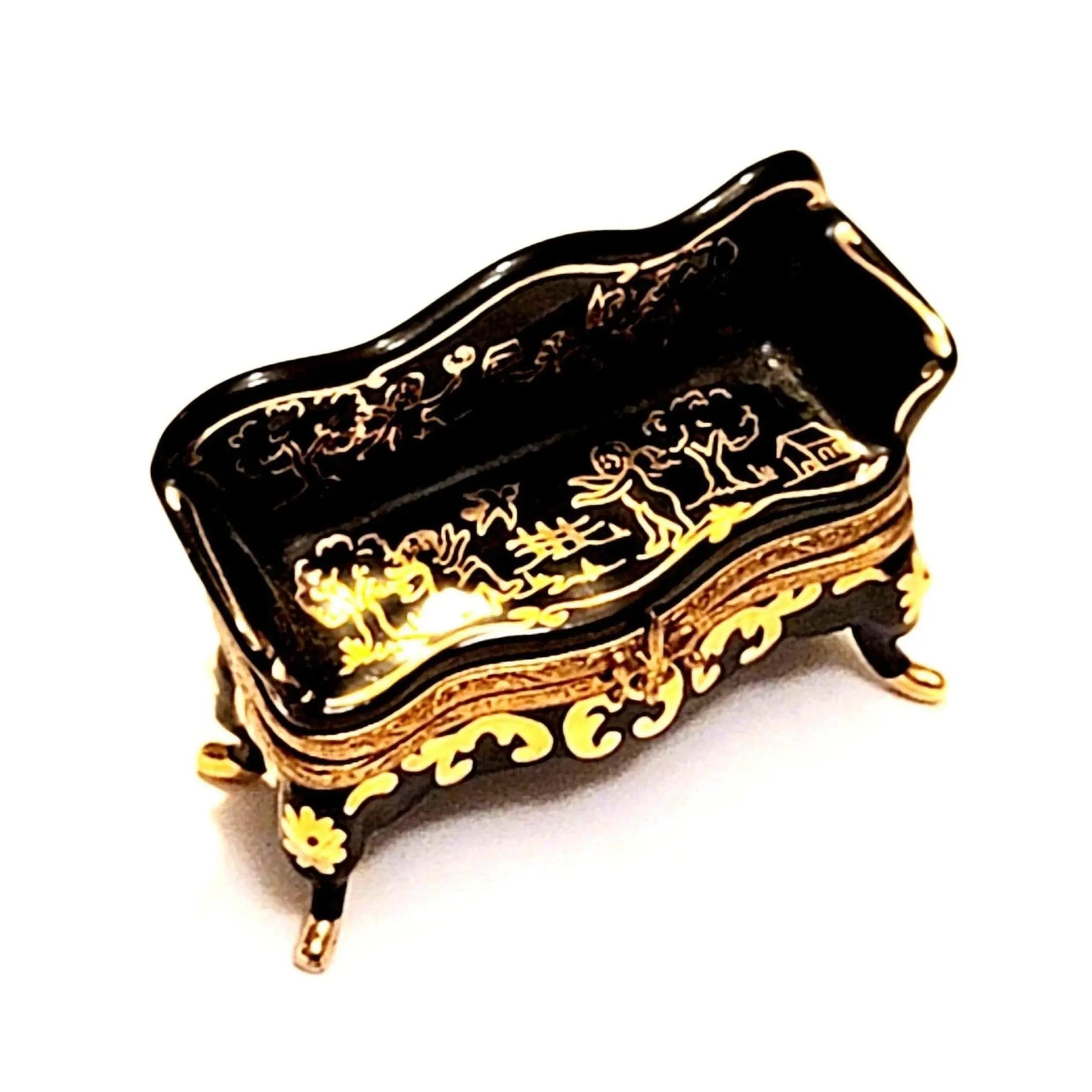 Black Antique Couch Limoges Box Porcelain Limoges furniture French Trinket Box