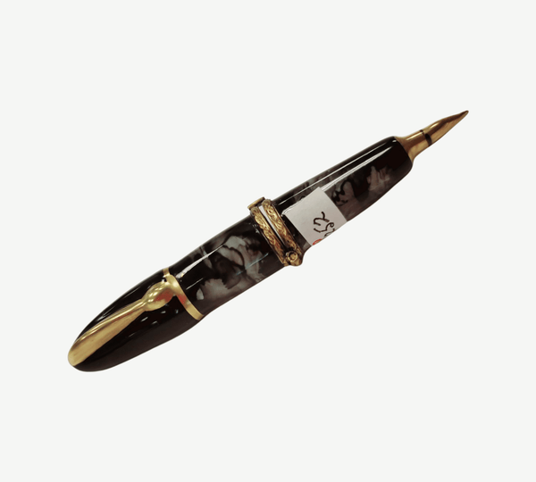 Black Fountain Pen Limoges Box Porcelain Limoges French Trinket Box