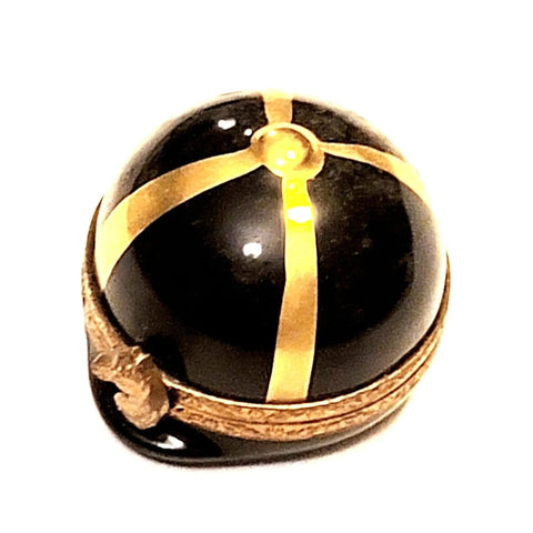 Black Jockey Derby Hat Box Porcelain Limoges Limoges Boxes travel sports French Trinket Box