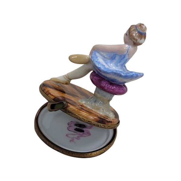 Blond Blue Ballerina Limoges Box Porcelain Limoges art dance French Trinket Box