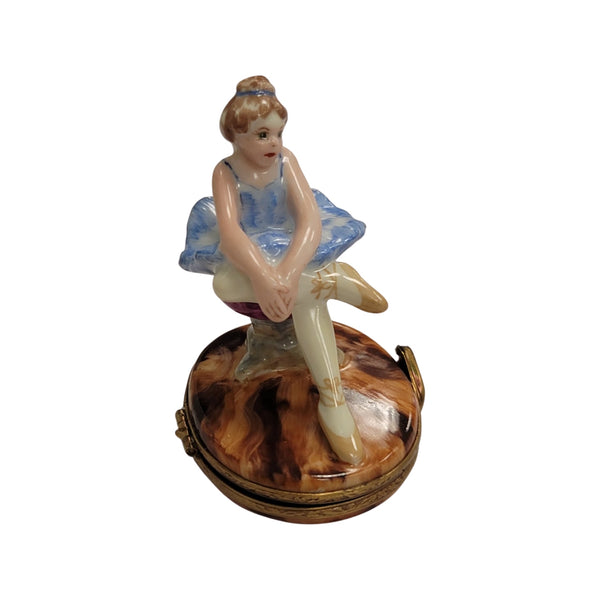 Blond Blue Ballerina Limoges Box Porcelain Limoges art dance French Trinket Box