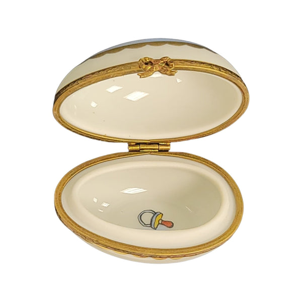 Blue Baby Egg Trinket Box Porcelain Limoges egg LIMOGES BOXES French Trinket Box